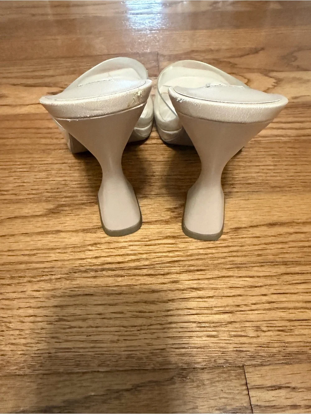 Steve Madden Cream Slip-On Heel with Clear Strap